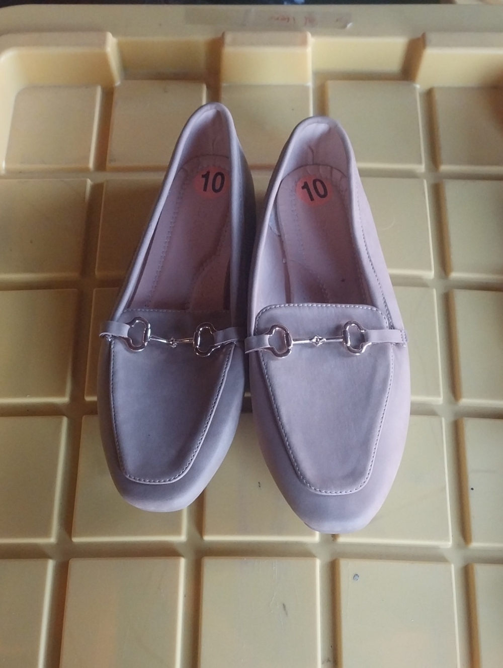 Wild Diva Pale Pink Metal-Bit Loafers